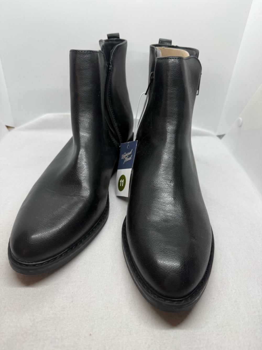 Size 11 Universal Thread Black Vegan Leather Ankle Boots Classic Zip Memory Foam